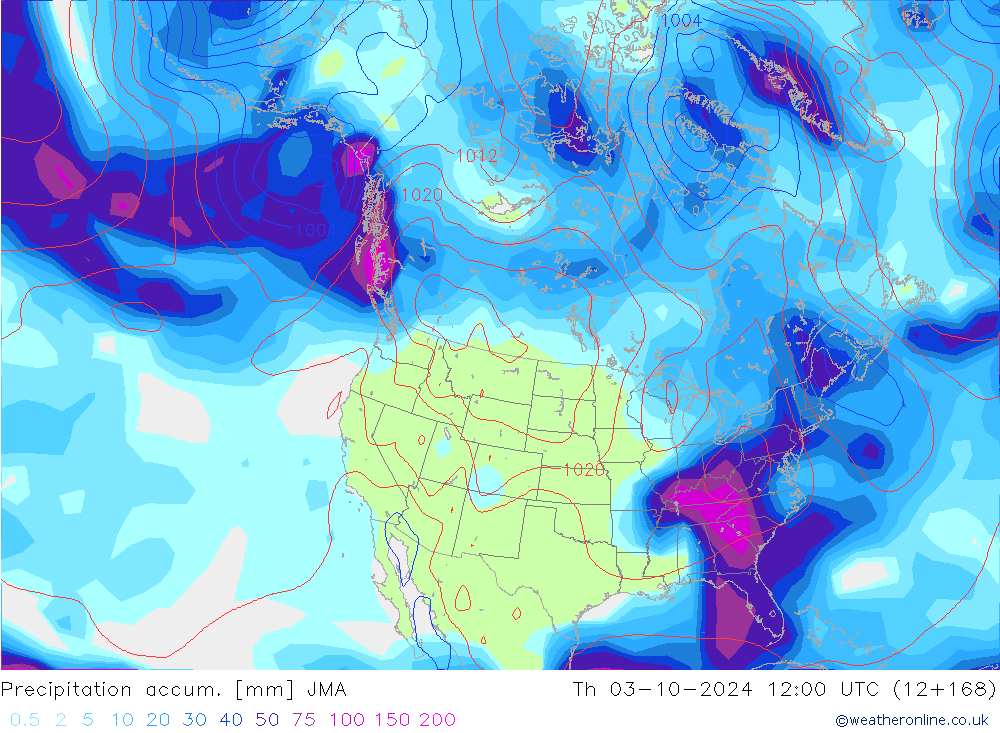 Precipitation accum. JMA Qui 03.10.2024 12 UTC