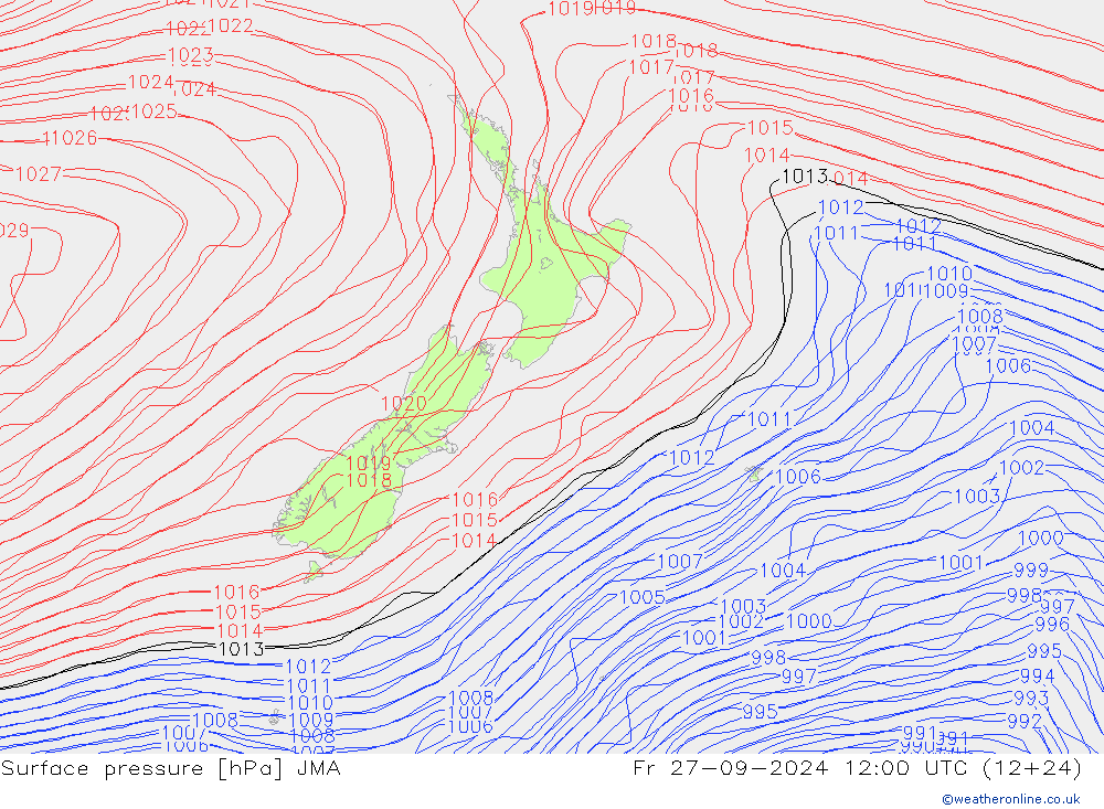 Surface pressure JMA Fr 27.09.2024 12 UTC