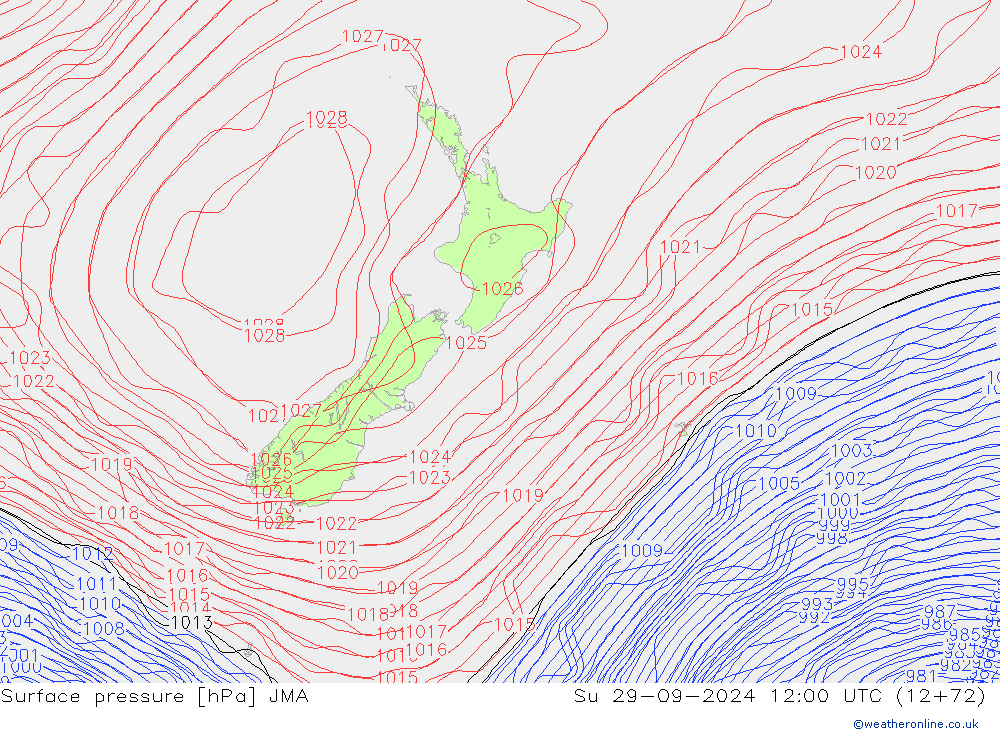 Atmosférický tlak JMA Ne 29.09.2024 12 UTC