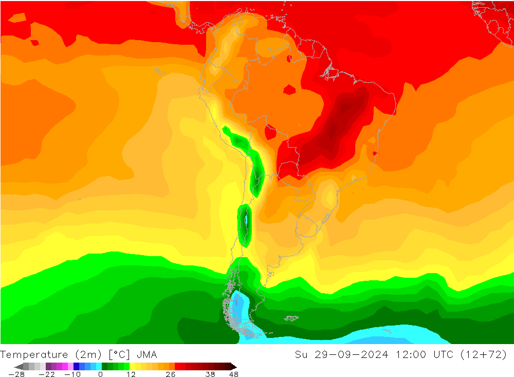 température (2m) JMA dim 29.09.2024 12 UTC