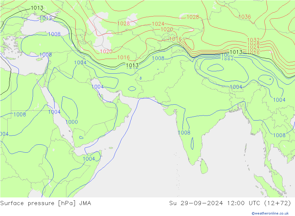 Atmosférický tlak JMA Ne 29.09.2024 12 UTC