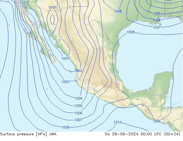 Presión superficial JMA sáb 28.09.2024 00 UTC