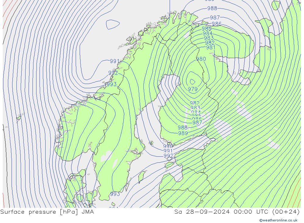 приземное давление JMA сб 28.09.2024 00 UTC