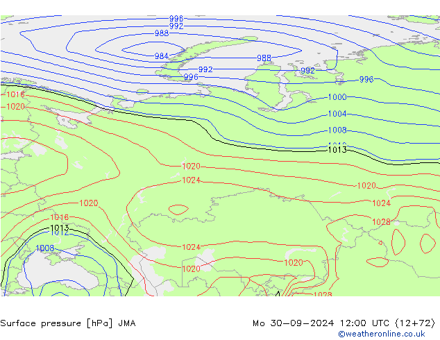 Luchtdruk (Grond) JMA ma 30.09.2024 12 UTC