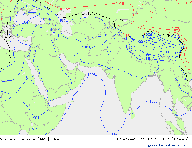 Luchtdruk (Grond) JMA di 01.10.2024 12 UTC