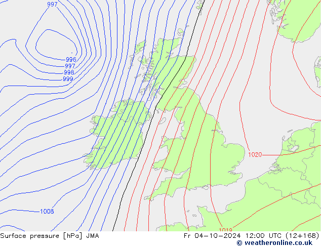 Luchtdruk (Grond) JMA vr 04.10.2024 12 UTC