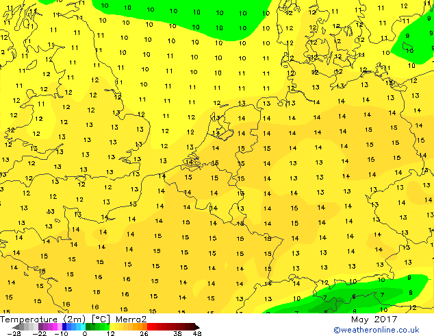 Temperature (2m) Merra2 May 2017