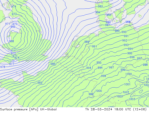 приземное давление UK-Global чт 28.03.2024 18 UTC