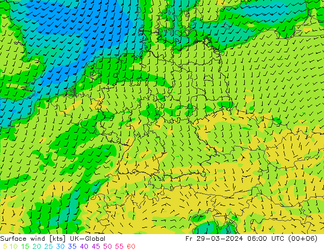 Surface wind UK-Global Fr 29.03.2024 06 UTC