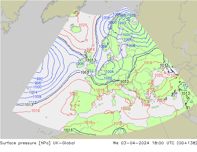 Surface pressure UK-Global We 03.04.2024 18 UTC
