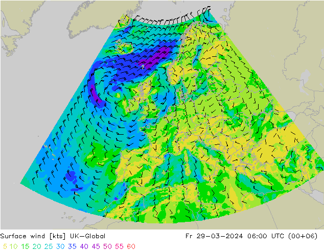 Surface wind UK-Global Fr 29.03.2024 06 UTC