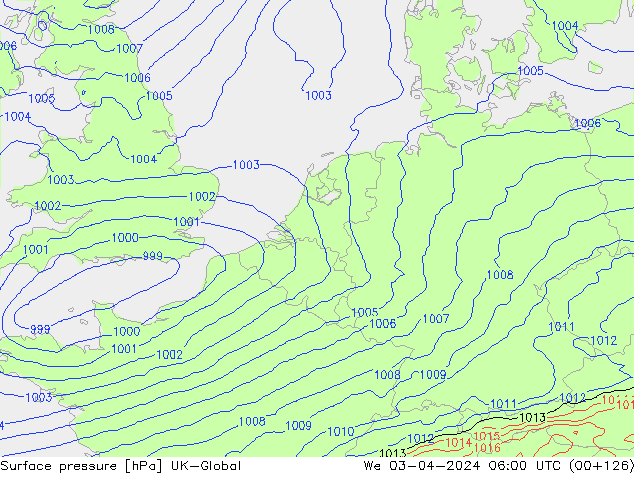 Surface pressure UK-Global We 03.04.2024 06 UTC