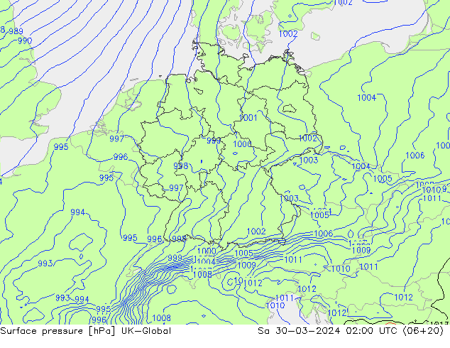 Surface pressure UK-Global Sa 30.03.2024 02 UTC