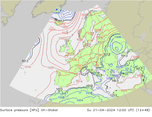 Surface pressure UK-Global Su 21.04.2024 12 UTC