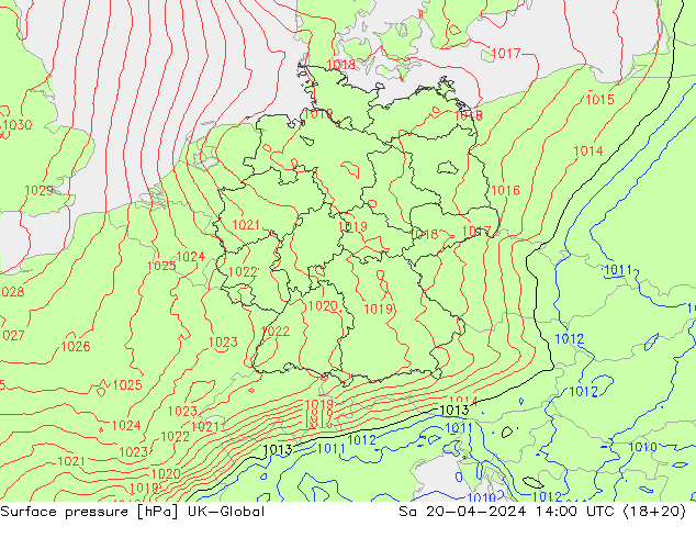 Luchtdruk (Grond) UK-Global za 20.04.2024 14 UTC