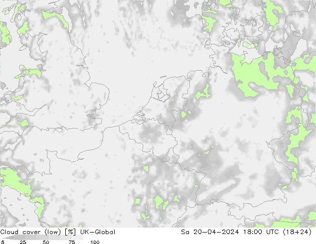 zachmurzenie (niskie) UK-Global so. 20.04.2024 18 UTC