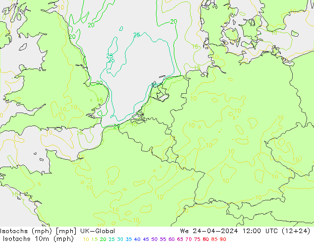 Isotaca (mph) UK-Global mié 24.04.2024 12 UTC