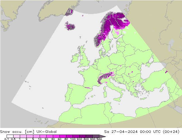 Snow accu. UK-Global Sa 27.04.2024 00 UTC