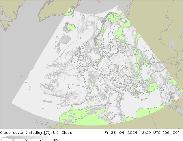 Cloud cover (middle) UK-Global Fr 26.04.2024 12 UTC