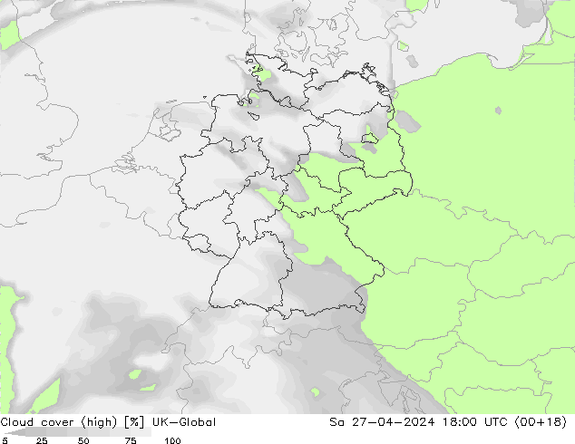 Bewolking (Hoog) UK-Global za 27.04.2024 18 UTC