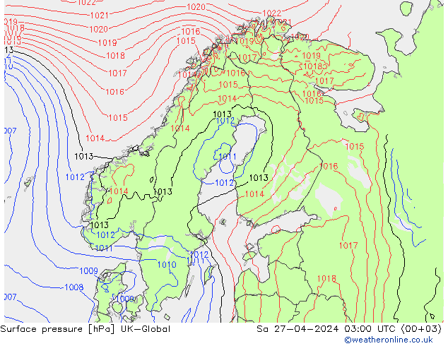 Surface pressure UK-Global Sa 27.04.2024 03 UTC