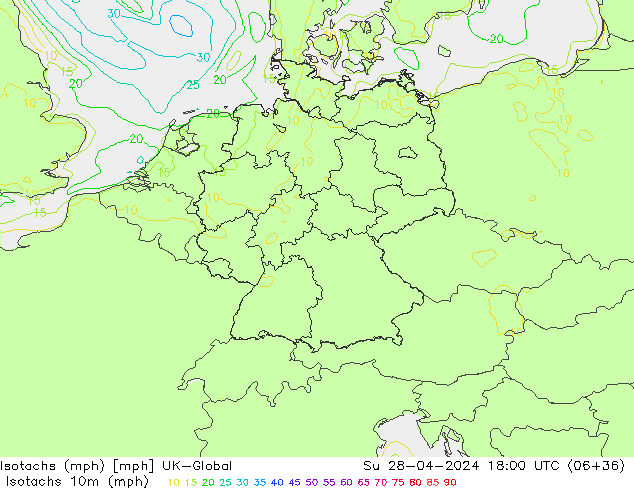Isotachs (mph) UK-Global Su 28.04.2024 18 UTC