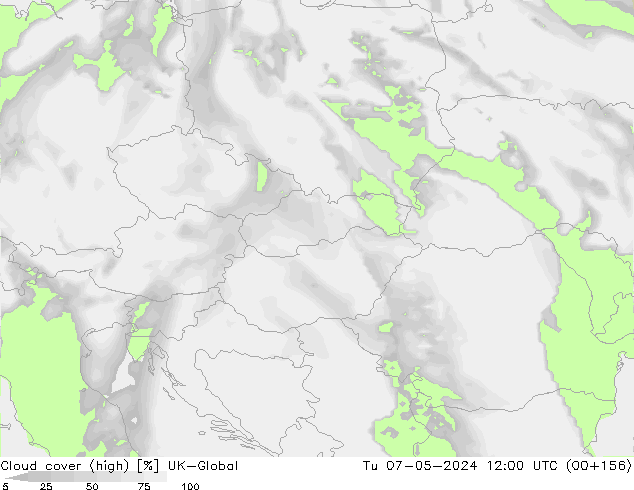 Cloud cover (high) UK-Global Tu 07.05.2024 12 UTC