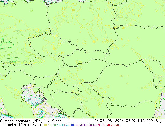 Izotacha (km/godz) UK-Global pt. 03.05.2024 03 UTC