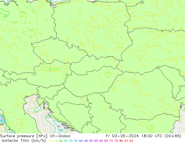 Isotaca (kph) UK-Global vie 03.05.2024 18 UTC