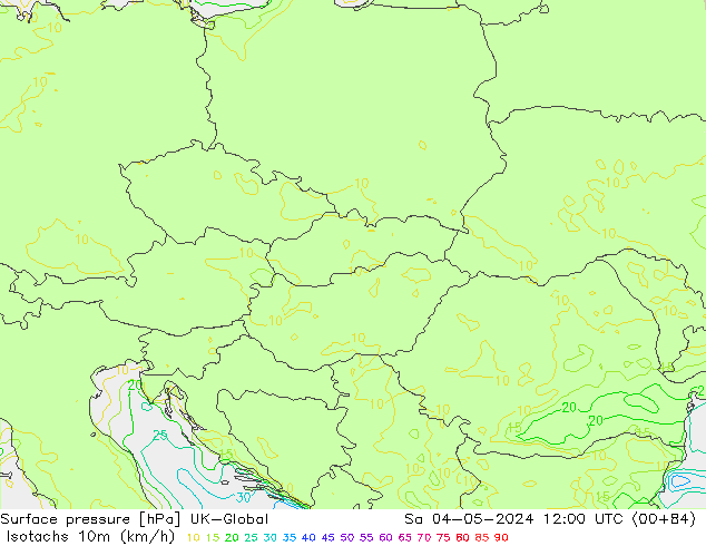 Isotachs (kph) UK-Global So 04.05.2024 12 UTC