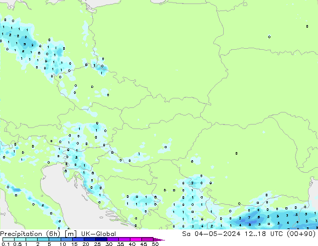 Precipitation (6h) UK-Global So 04.05.2024 18 UTC