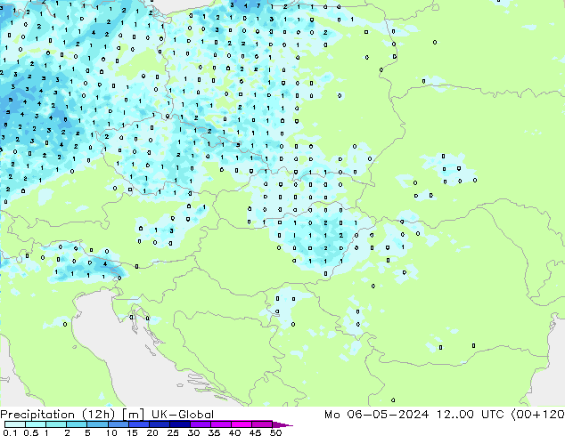 Precipitación (12h) UK-Global lun 06.05.2024 00 UTC