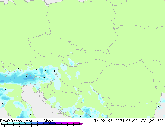 Precipitation UK-Global Th 02.05.2024 09 UTC