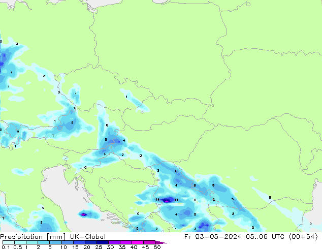 Precipitation UK-Global Fr 03.05.2024 06 UTC