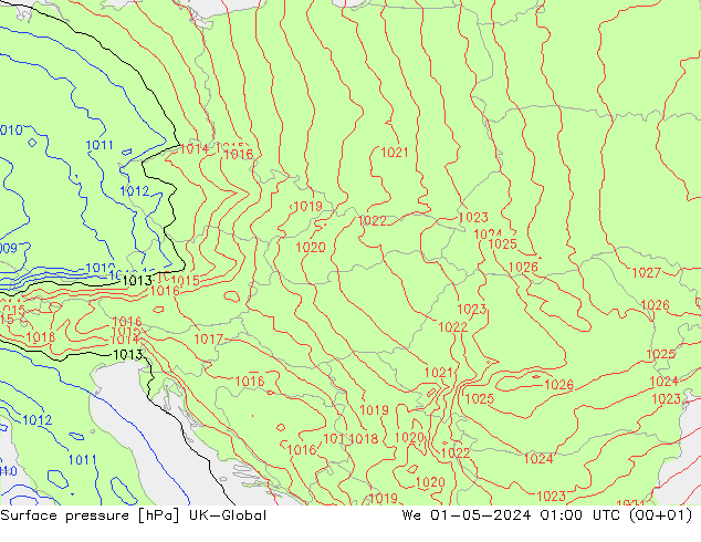 Yer basıncı UK-Global Çar 01.05.2024 01 UTC