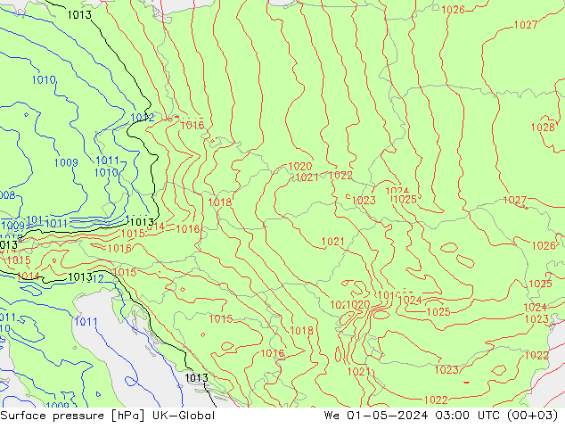 Surface pressure UK-Global We 01.05.2024 03 UTC