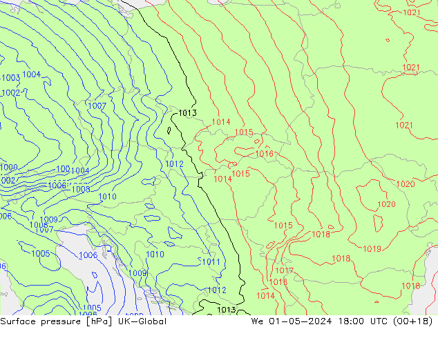 Surface pressure UK-Global We 01.05.2024 18 UTC