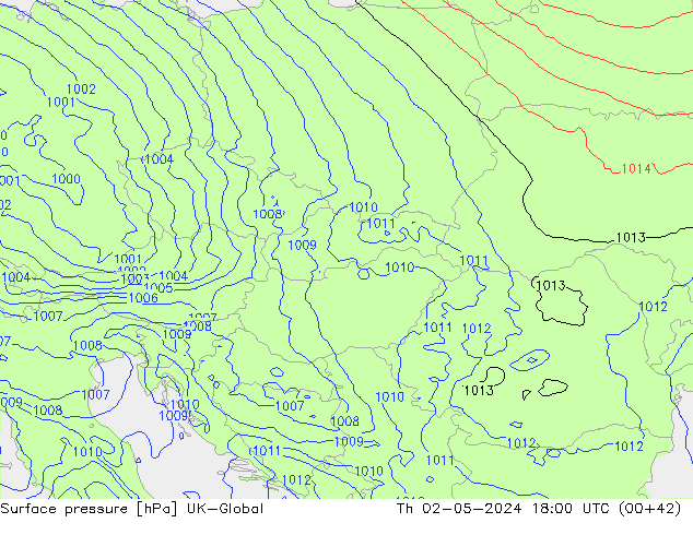 Surface pressure UK-Global Th 02.05.2024 18 UTC