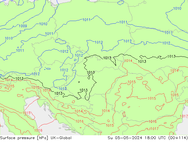 Luchtdruk (Grond) UK-Global zo 05.05.2024 18 UTC