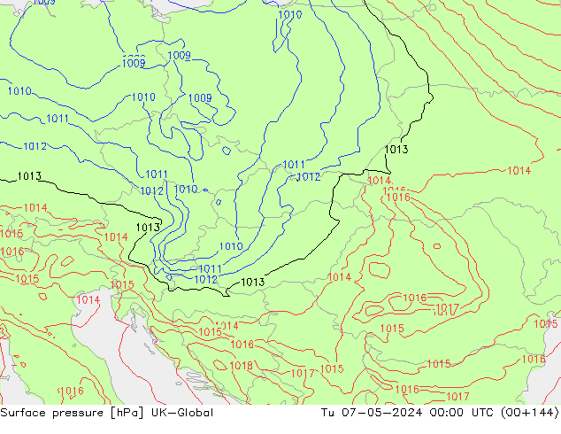 Surface pressure UK-Global Tu 07.05.2024 00 UTC