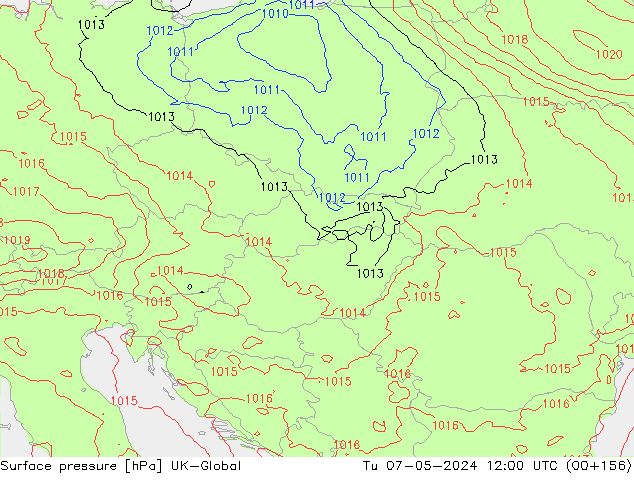 Pressione al suolo UK-Global mar 07.05.2024 12 UTC