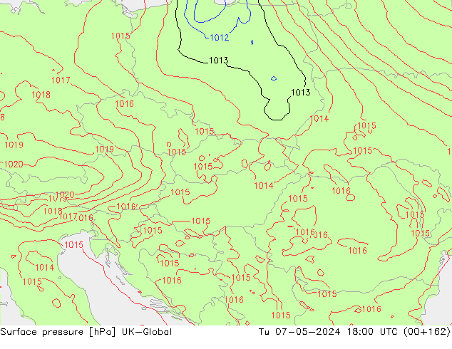 Pressione al suolo UK-Global mar 07.05.2024 18 UTC