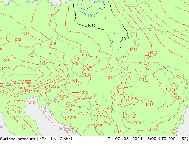 Surface pressure UK-Global Tu 07.05.2024 18 UTC