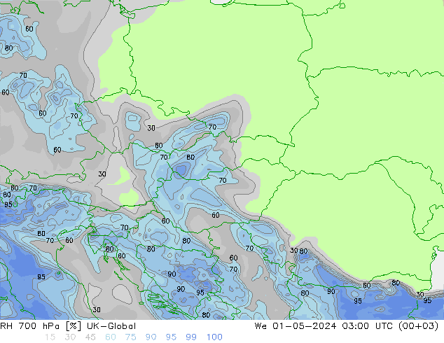 RH 700 hPa UK-Global We 01.05.2024 03 UTC