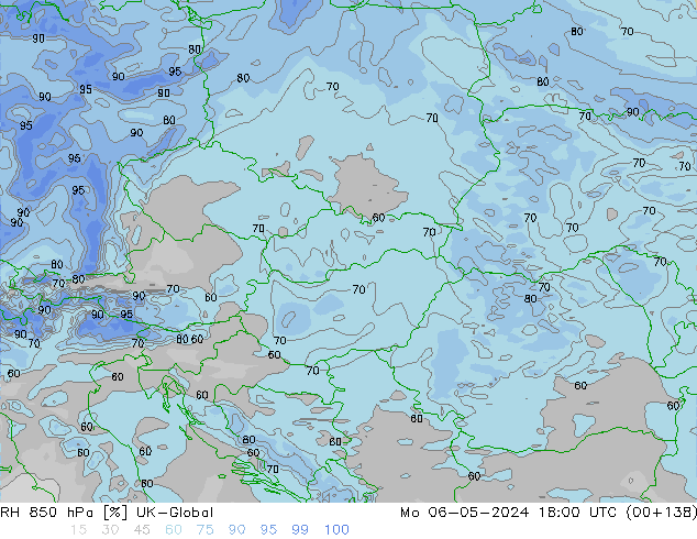 RH 850 hPa UK-Global Mo 06.05.2024 18 UTC
