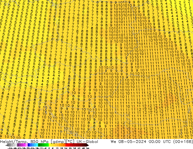 Height/Temp. 850 hPa UK-Global  08.05.2024 00 UTC