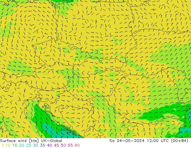 Wind 10 m UK-Global za 04.05.2024 12 UTC