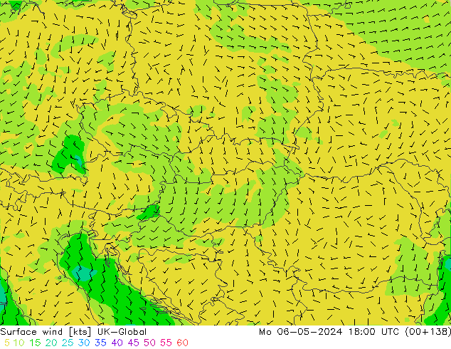 Surface wind UK-Global Mo 06.05.2024 18 UTC