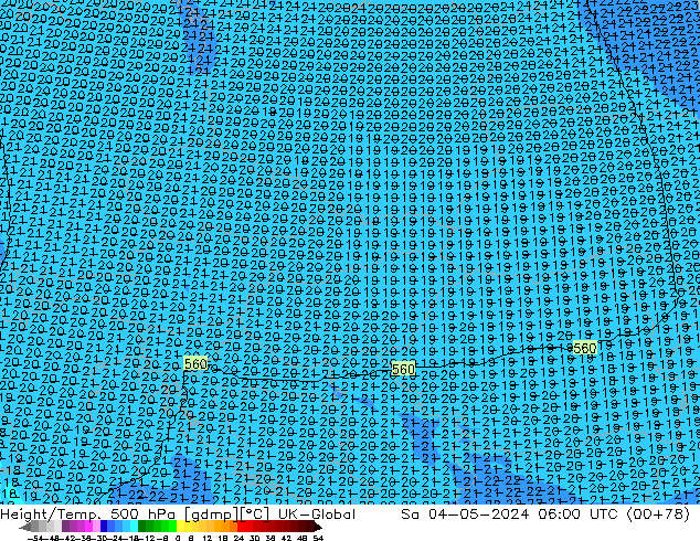 Yükseklik/Sıc. 500 hPa UK-Global Cts 04.05.2024 06 UTC