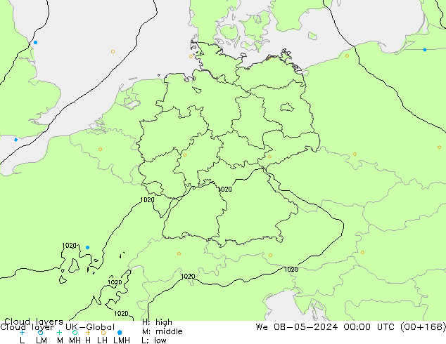 Cloud layer UK-Global We 08.05.2024 00 UTC